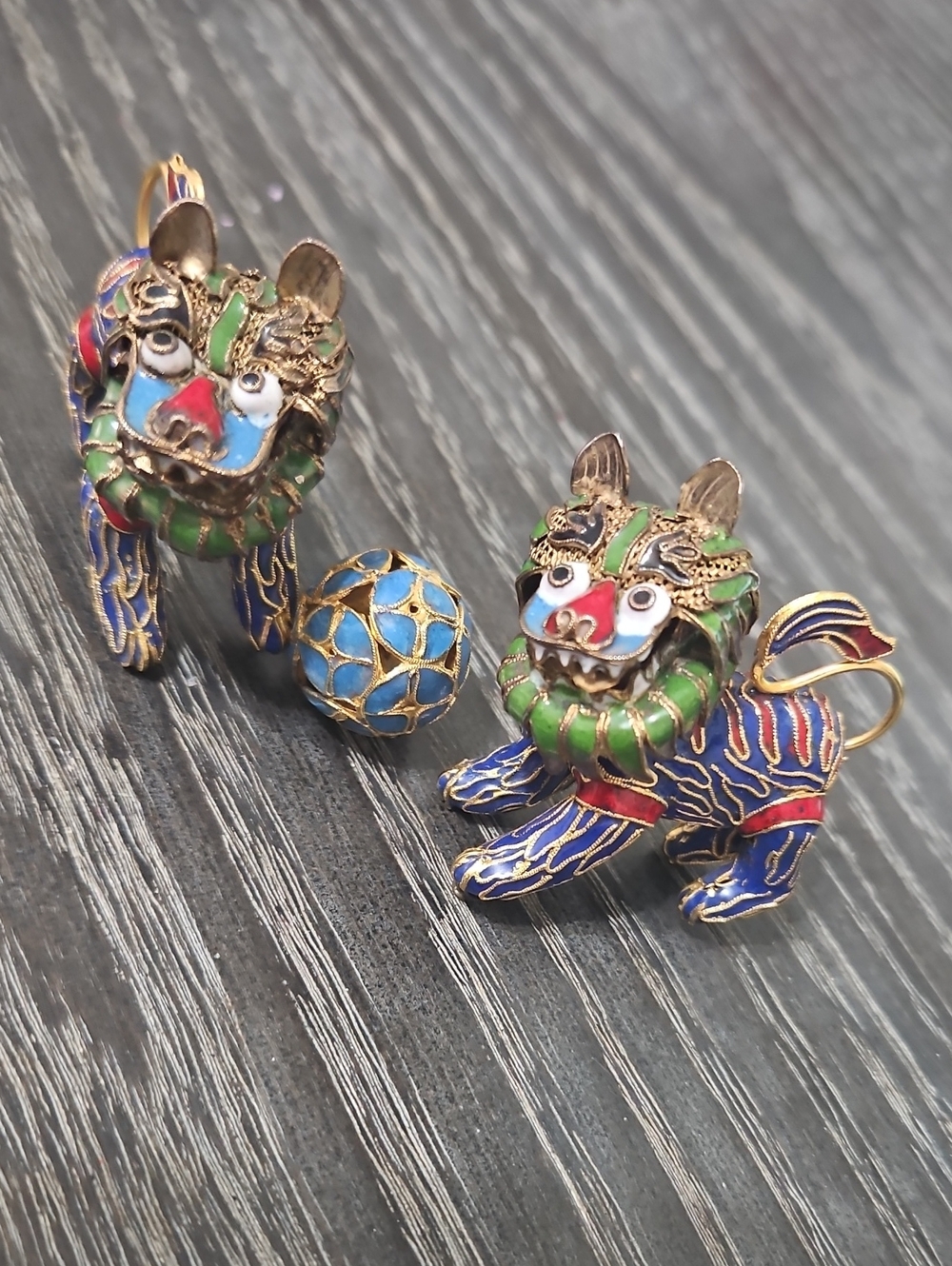 Set Of Chinese Cloisonne Foo Dogs